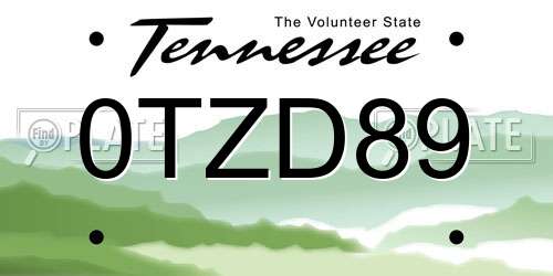 0TZD89 Tennessee License Plate