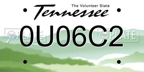 0U06C2 Tennessee License Plate