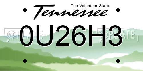0U26H3 Tennessee License Plate