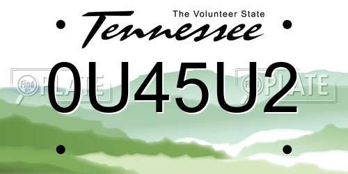0U45U2 Tennessee License Plate