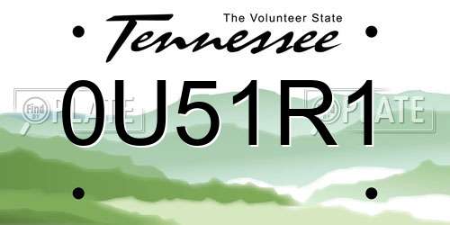 0U51R1 Tennessee License Plate