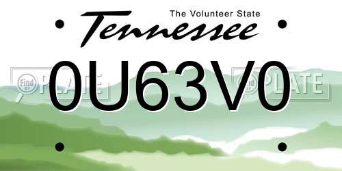 0U63V0 Tennessee License Plate