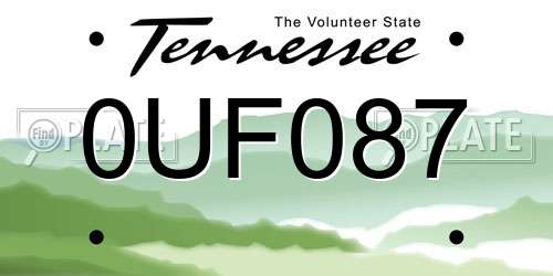 0UF087 Tennessee License Plate