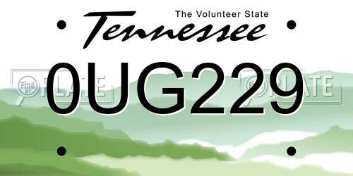 0UG229 Tennessee License Plate