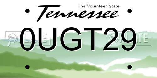 0UGT29 Tennessee License Plate