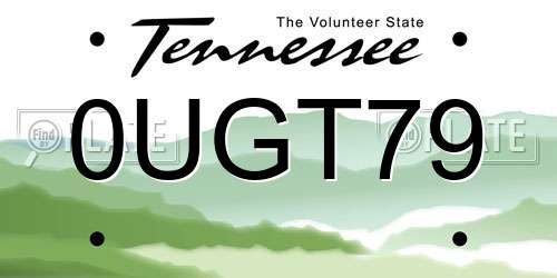 0UGT79 Tennessee License Plate