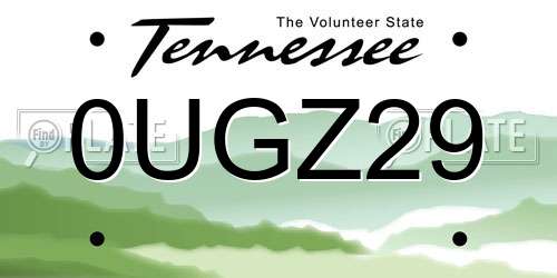 0UGZ29 Tennessee License Plate
