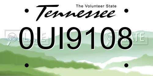 0UI9108 Tennessee License Plate