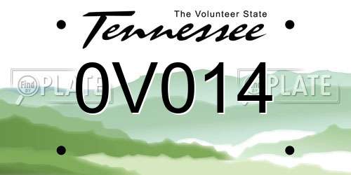 0V014 Tennessee License Plate