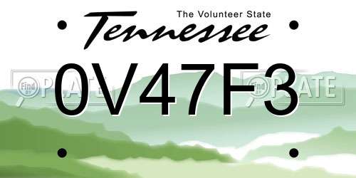 0V47F3 Tennessee License Plate