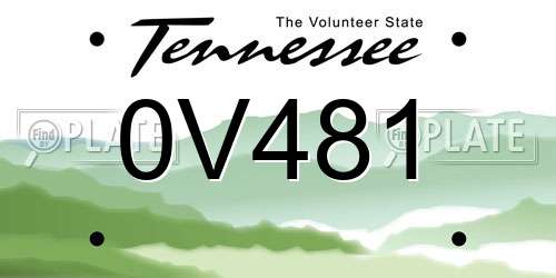 0V481 Tennessee License Plate