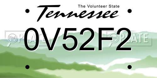 0V52F2 Tennessee License Plate