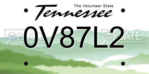 0V87L2 Tennessee License Plate