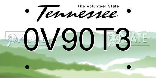 0V90T3 Tennessee License Plate