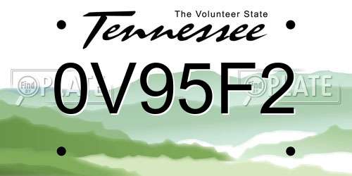 0V95F2 Tennessee License Plate
