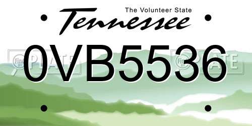 0VB5536 Tennessee License Plate
