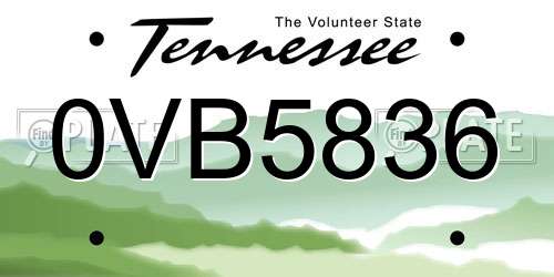 0VB5836 Tennessee License Plate