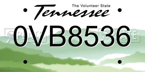 0VB8536 Tennessee License Plate
