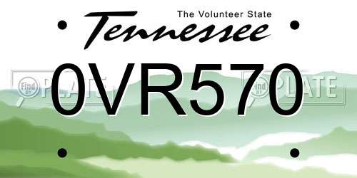 0VR570 Tennessee License Plate