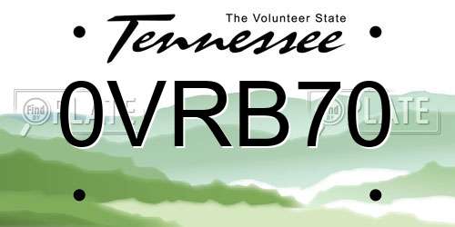 0VRB70 Tennessee License Plate