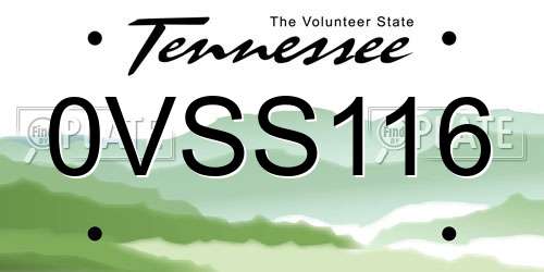 0VSS116 Tennessee License Plate