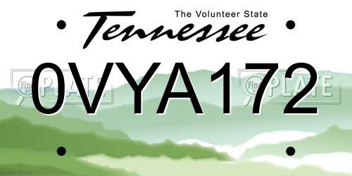 0VYA172 Tennessee License Plate