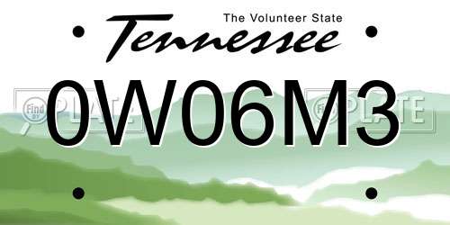 0W06M3 Tennessee License Plate