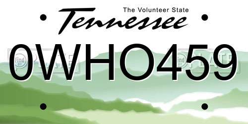 0WHO459 Tennessee License Plate