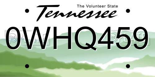 0WHQ459 Tennessee License Plate