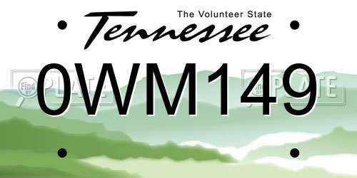 0WM149 Tennessee License Plate