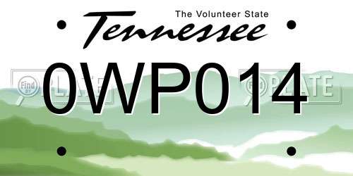 0WP014 Tennessee License Plate