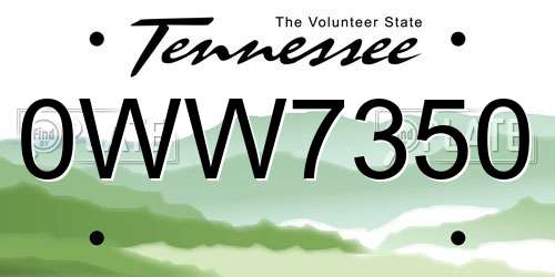 0WW7350 Tennessee License Plate