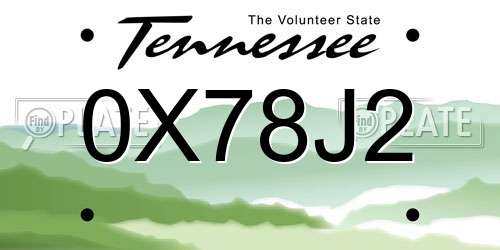 0X78J2 Tennessee License Plate