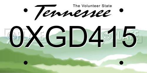 0XGD415 Tennessee License Plate