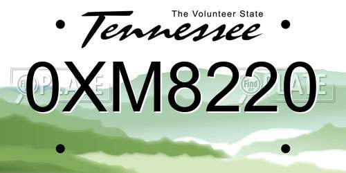 0XM8220 Tennessee License Plate