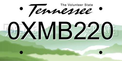0XMB220 Tennessee License Plate
