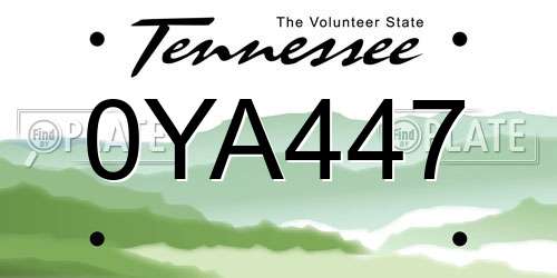 0YA447 Tennessee License Plate