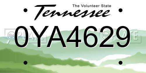 0YA4629 Tennessee License Plate