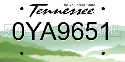 0YA9651 Tennessee License Plate