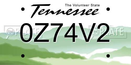 0Z74V2 Tennessee License Plate