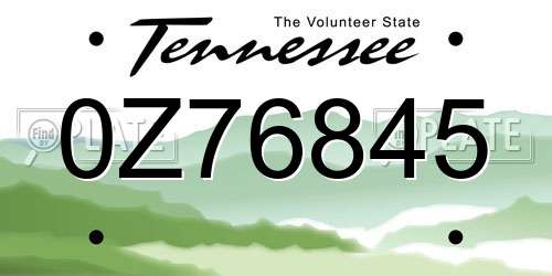 0Z76845 Tennessee License Plate