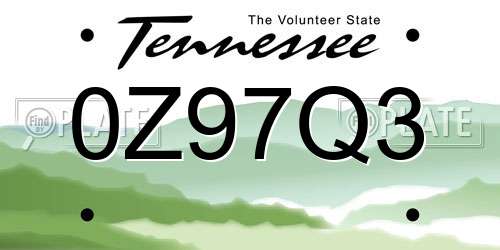 0Z97Q3 Tennessee License Plate