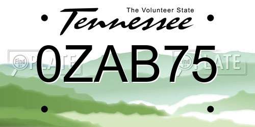 0ZAB75 Tennessee License Plate