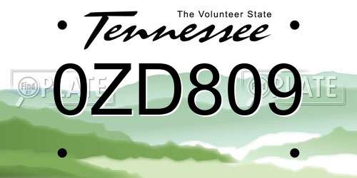 0ZD809 Tennessee License Plate