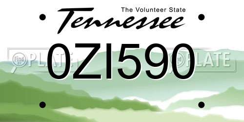 0ZI590 Tennessee License Plate
