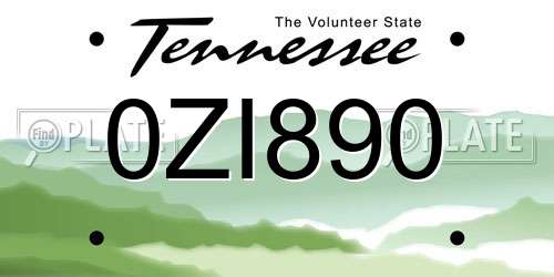 0ZI890 Tennessee License Plate