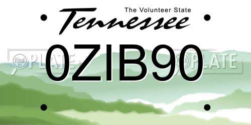 0ZIB90 Tennessee License Plate
