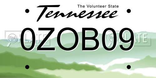0ZOB09 Tennessee License Plate