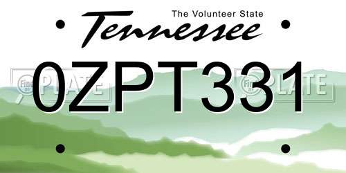 0ZPT331 Tennessee License Plate