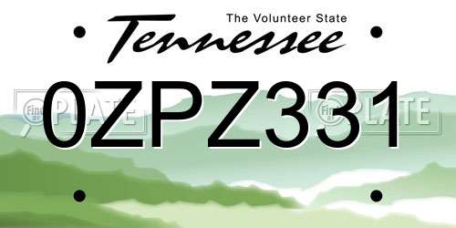 0ZPZ331 Tennessee License Plate
